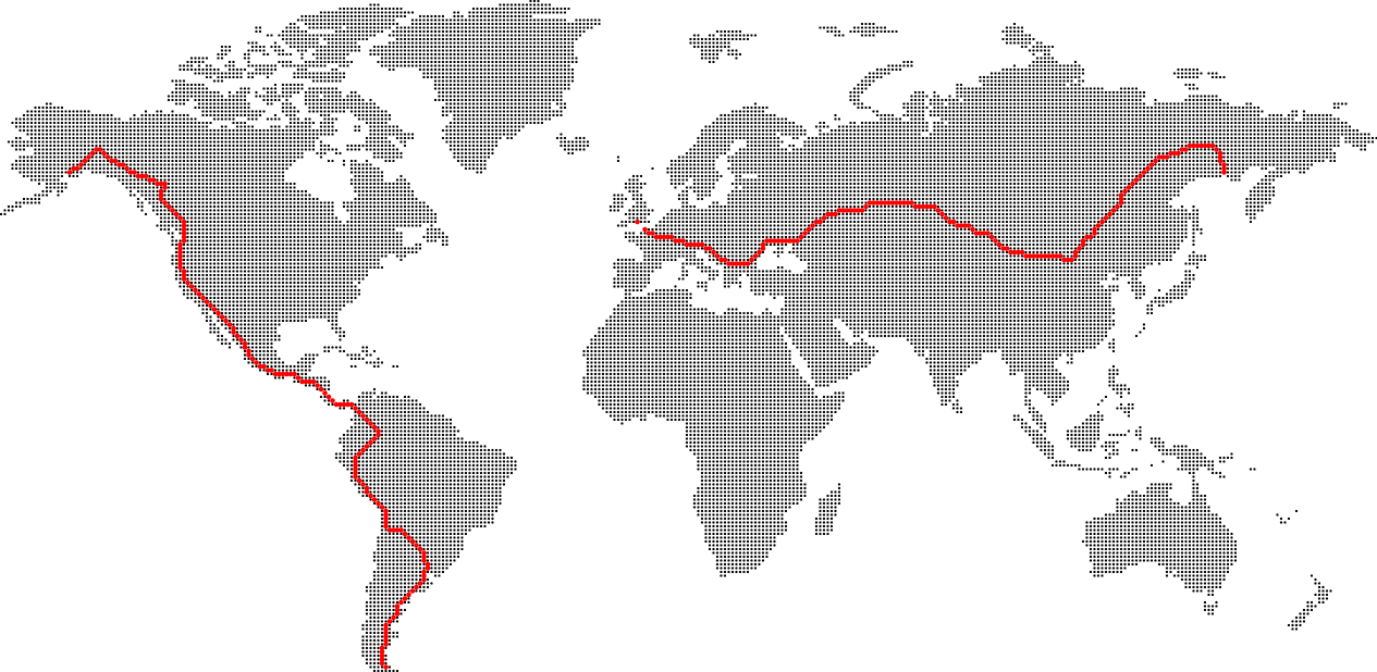 World Mapwith Red Line PNG with transparent background