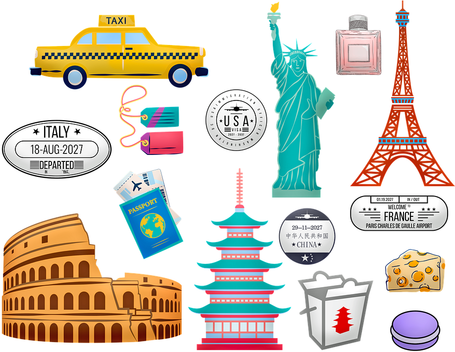 World Travel, Rome, China, Paris, New York, Taxi - Travel, HD Png Download PNG with transparent background