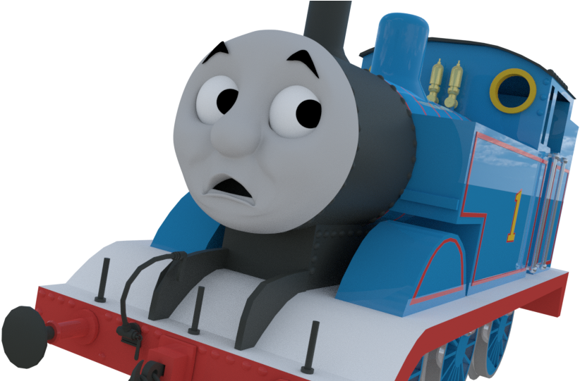 Worried Blue Train Cartoon Character