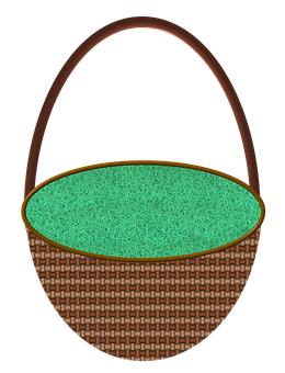 Woven Basketwith Green Lining PNG with transparent background