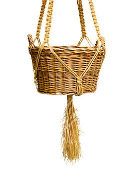 Woven Basketwith Tasselon Black Background.jpg PNG with transparent background
