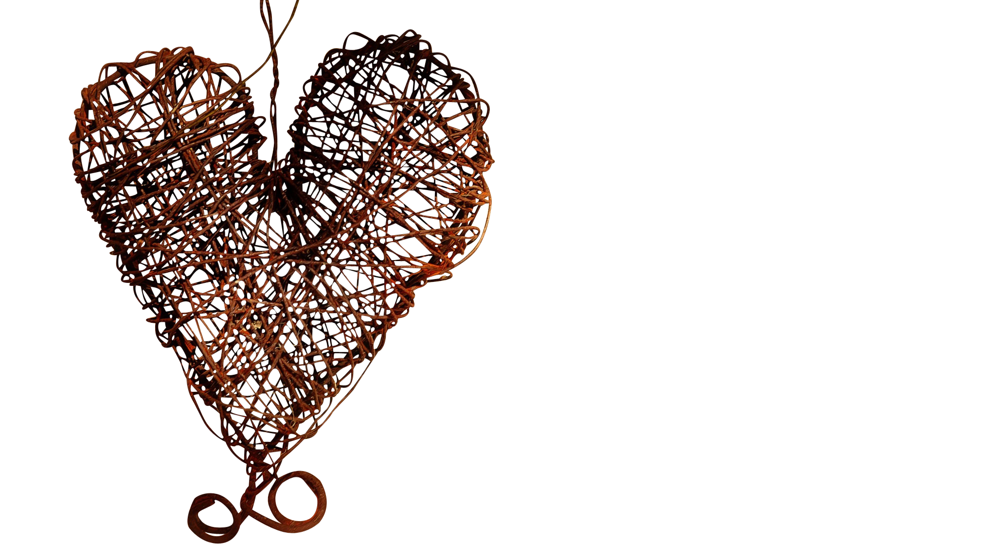 Woven Heart Sculptureon Black Background