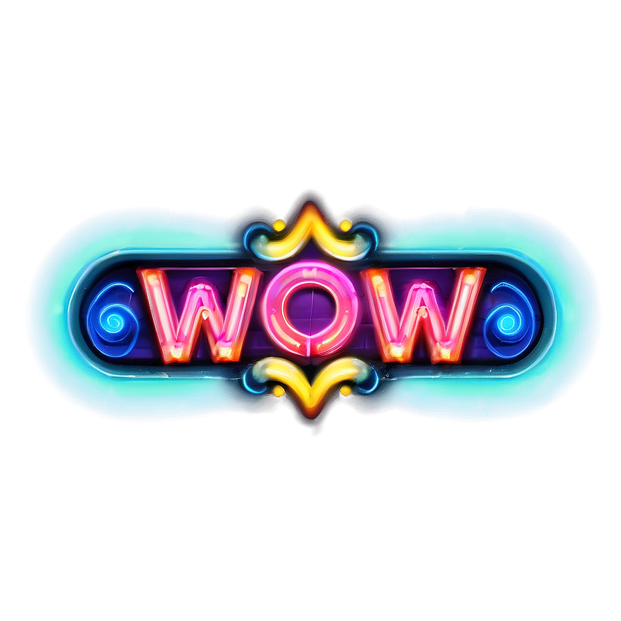 Wow Neon Sign PNG rsk PNG with transparent background