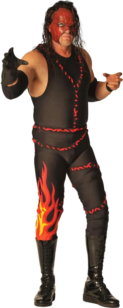 Wrestlerwith Red Face Paintand Flame Attire