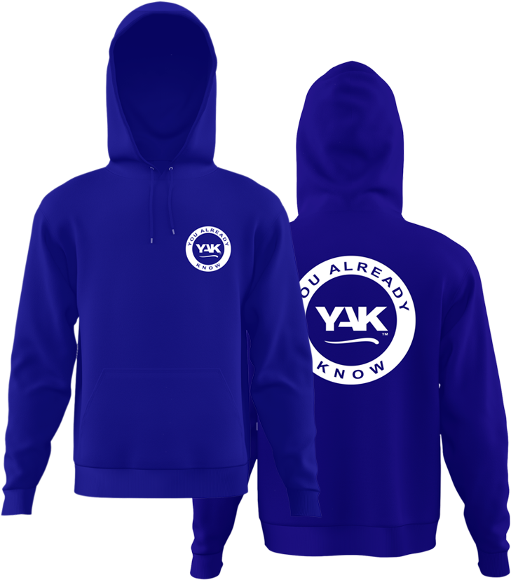 Y A K Branded Blue Hoodie Mockup