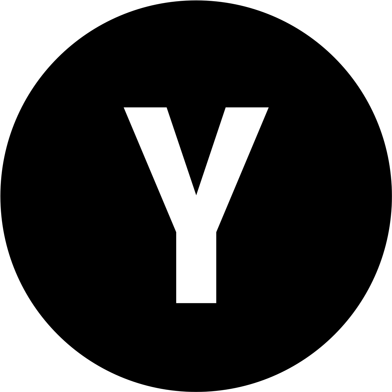 Y Letter Icon Black Background PNG with transparent background