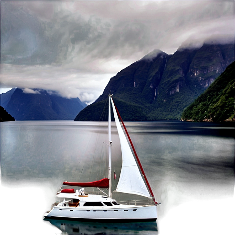 Yacht In Misty Fjords Png 18