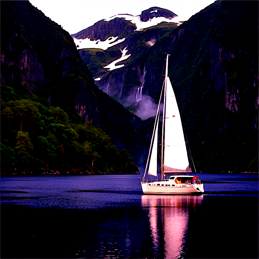 Yacht In Misty Fjords Png Uca40