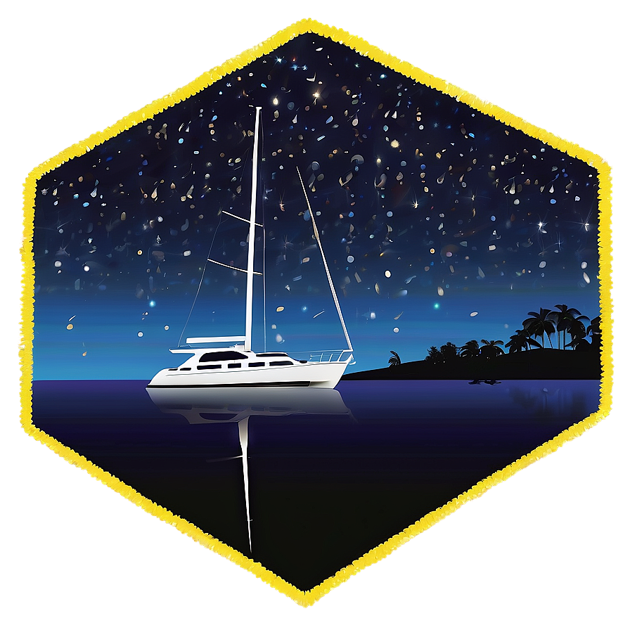 Yacht Under Starry Sky Png Etc35