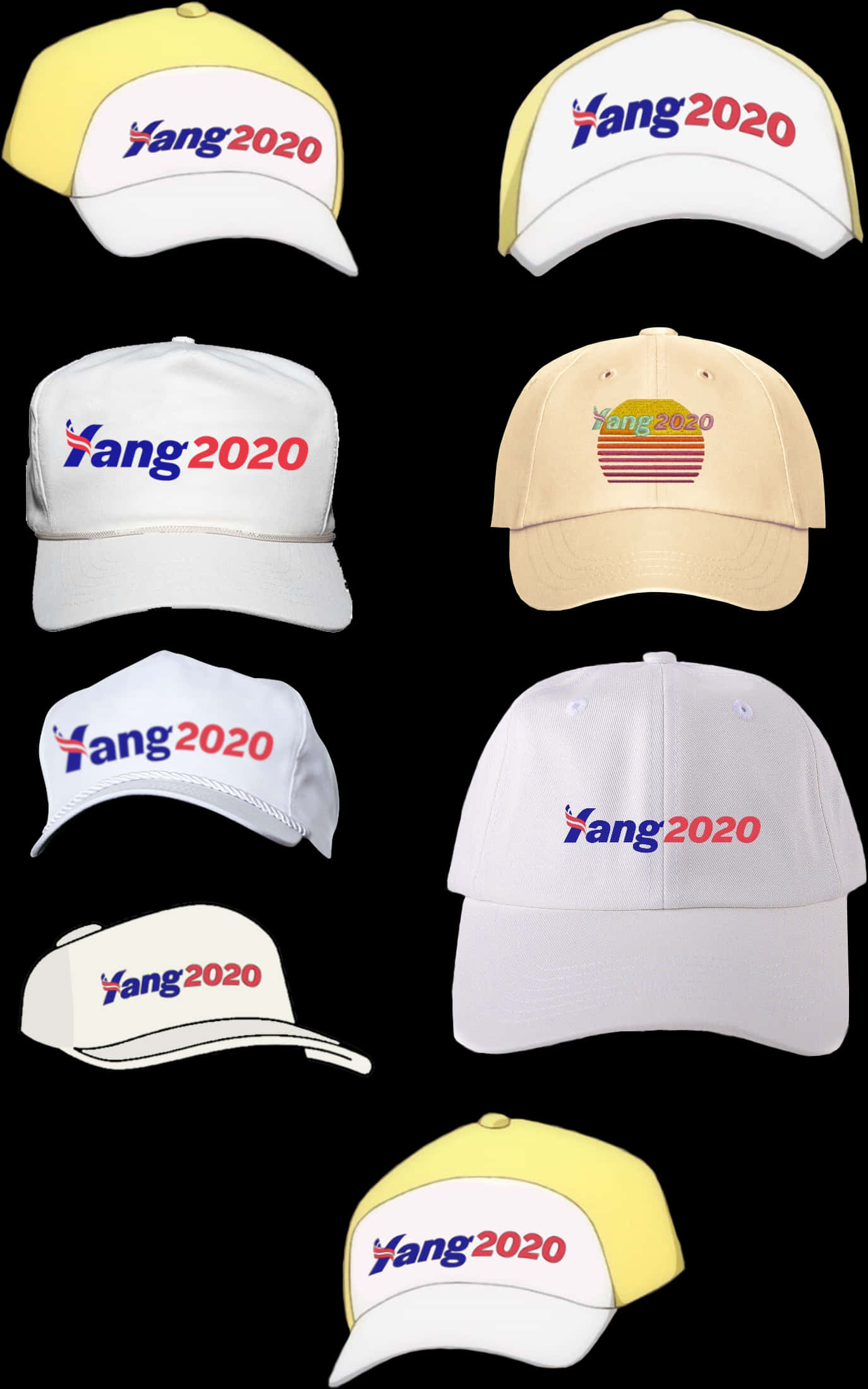 Yang2020 Campaign Hats Collection PNG with transparent background