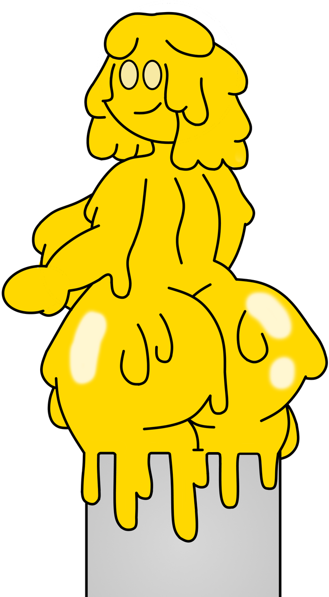 Yellow_ Animated_ Character_ Melting PNG with transparent background