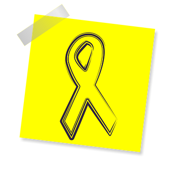 Yellow Awareness Ribbon Post It Note