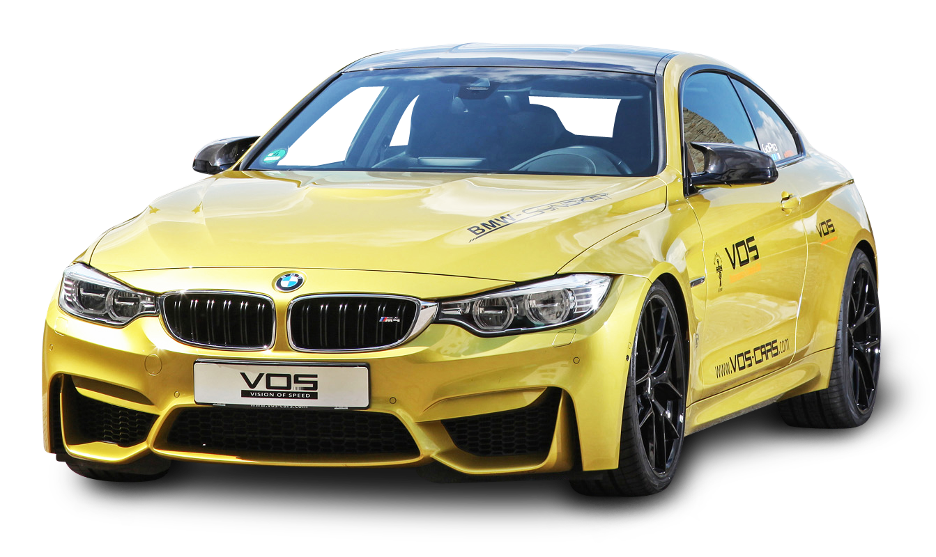 Yellow B M W M4 Coupe Side View