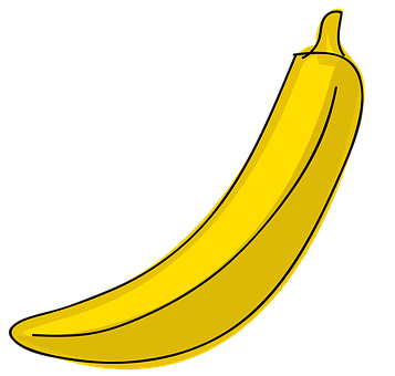 Yellow Banana Vector Illustration PNG with transparent background