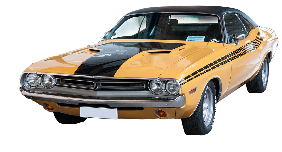 Yellow Black Classic Muscle Car