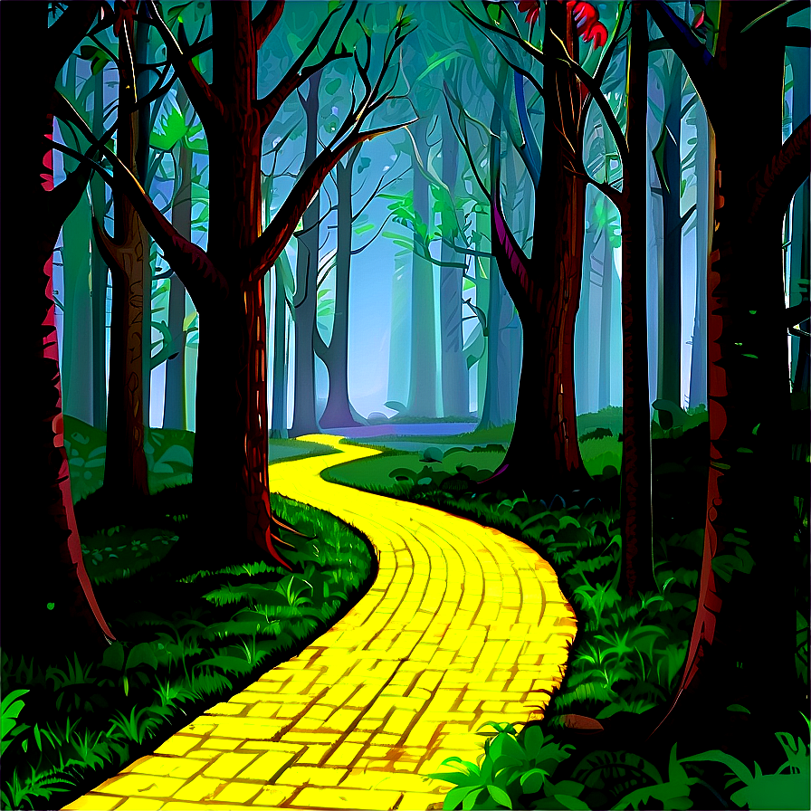 Yellow Brick Road Through Dark Forest Png 65 Image