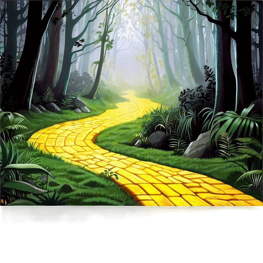 Yellow Brick Road Through Dark Forest Png Hfq50