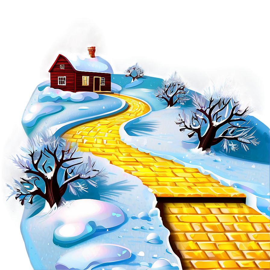 Yellow Brick Road Through Winter Snow Png 06262024 Image