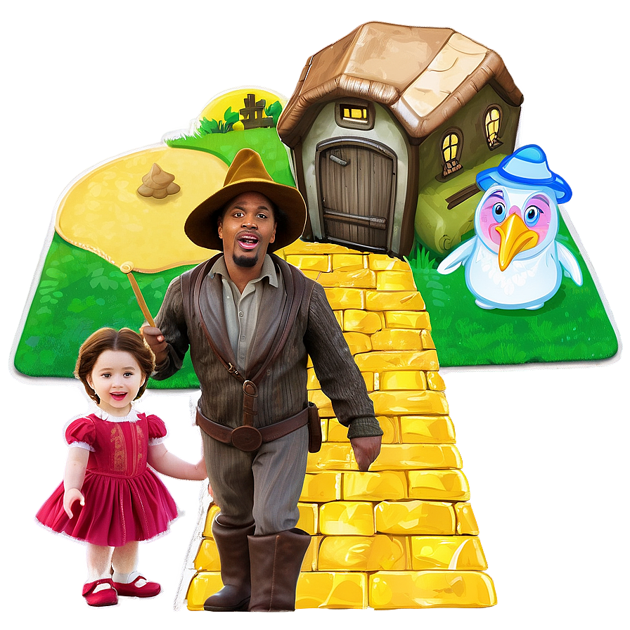 Yellow Brick Road With Magical Creatures Png Qes21 Image