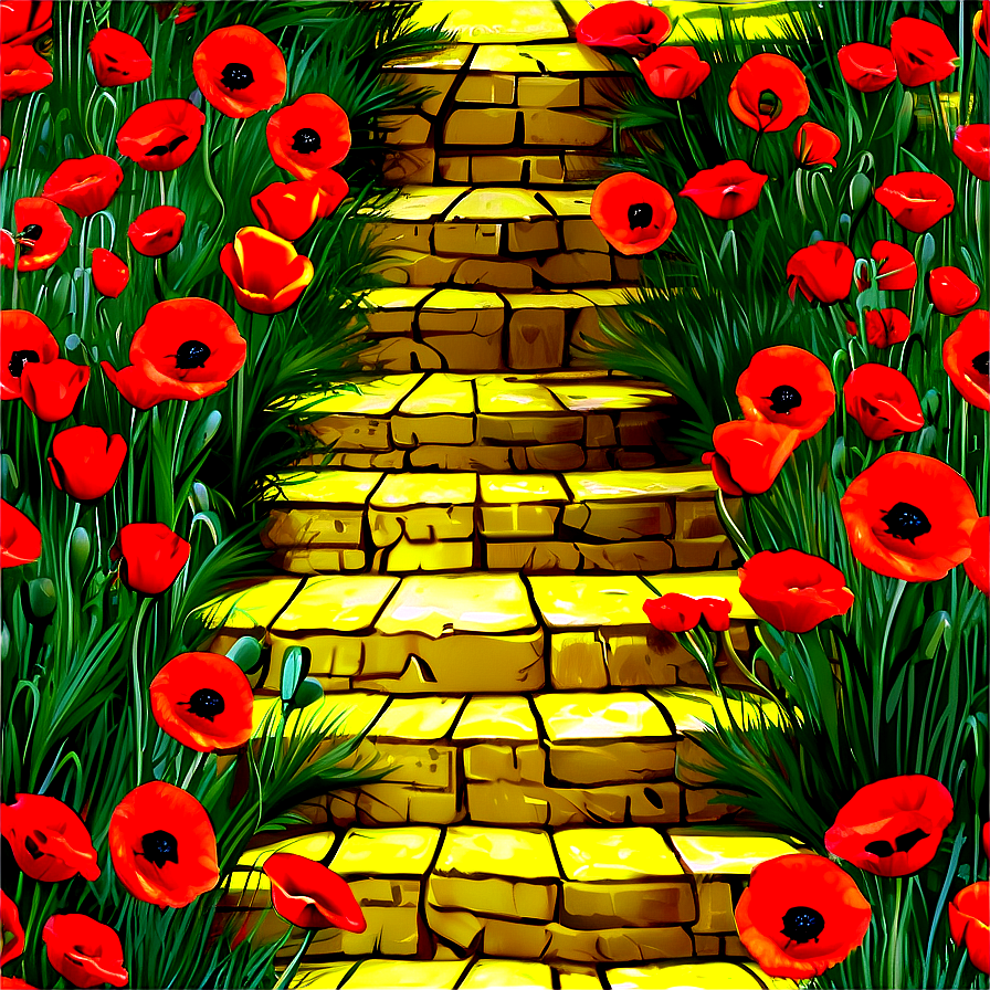 Yellow Brick Road With Poppy Fields Png 52 Image