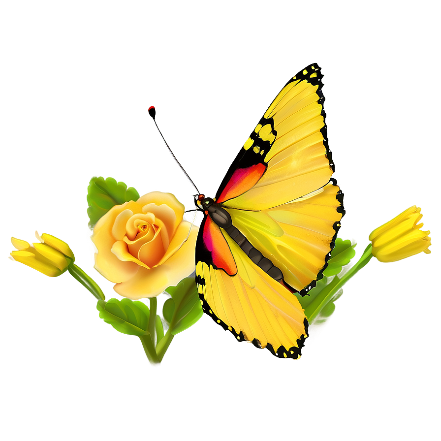 Yellow Butterfly In Garden Png 28