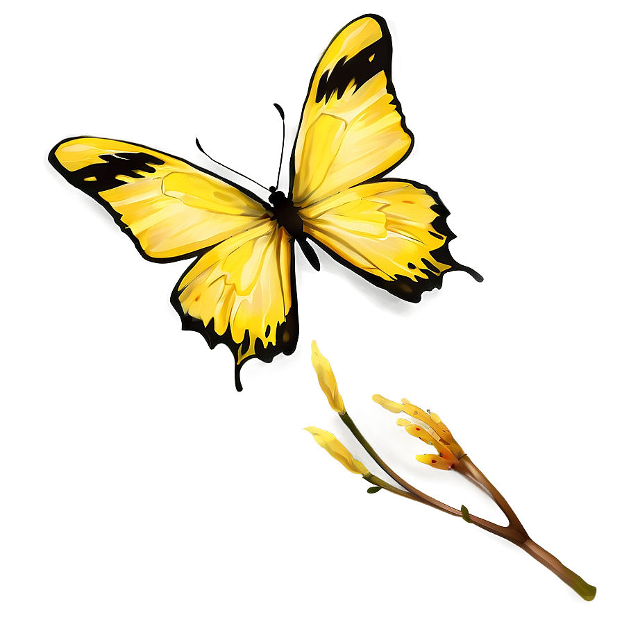 Yellow Butterfly In Nature Png 96