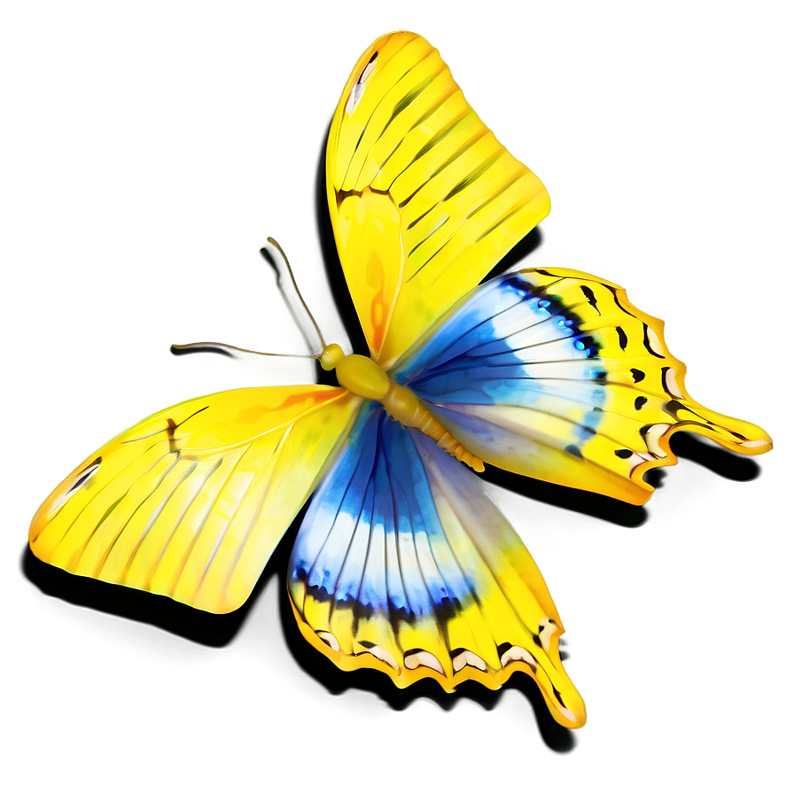 Yellow Butterfly With Shadow Png Wkg57