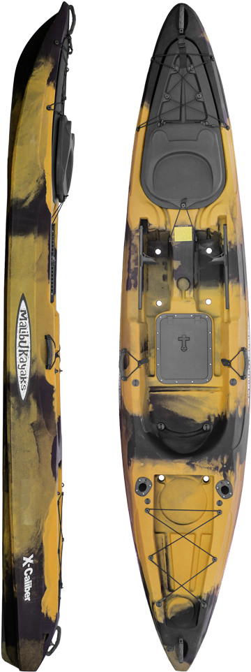 Yellow Camouflage Kayak Topand Side View PNG with transparent background