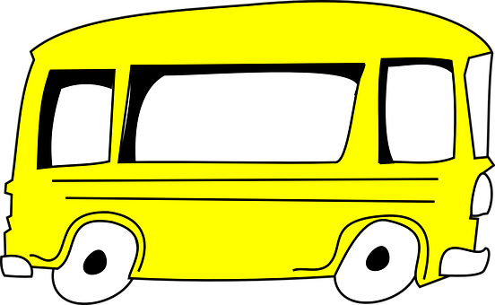Yellow Cartoon Bus Graphic PNG with transparent background