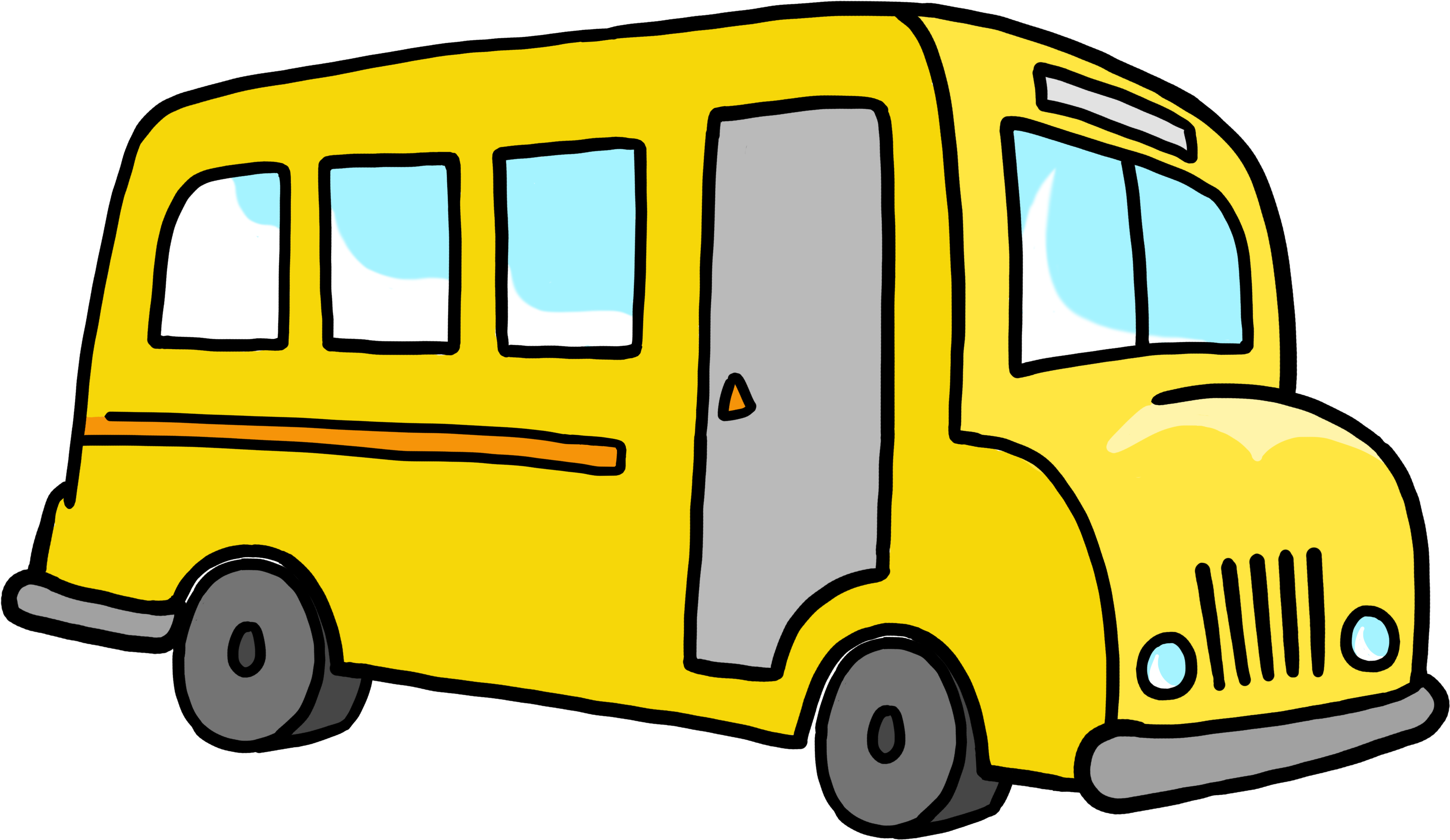 Yellow Cartoon Bus PNG with transparent background