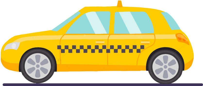 Yellow City Taxi Cartoon