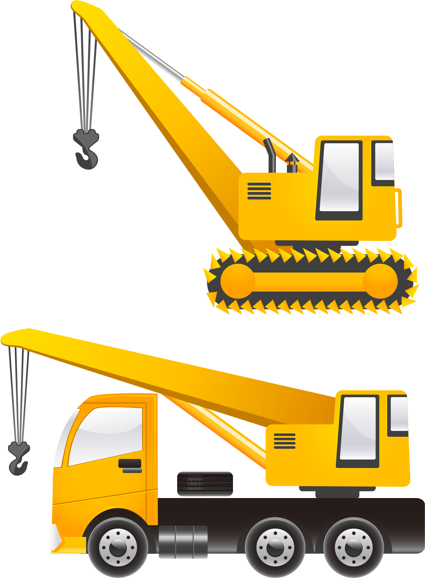 Yellow Construction Cranes Illustration