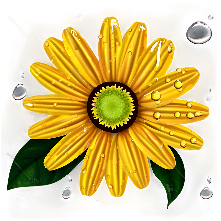 Yellow Daisy With Raindrops Png Toi