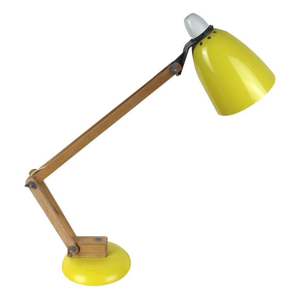 Yellow Desk Lamp Vintage Design PNG with transparent background
