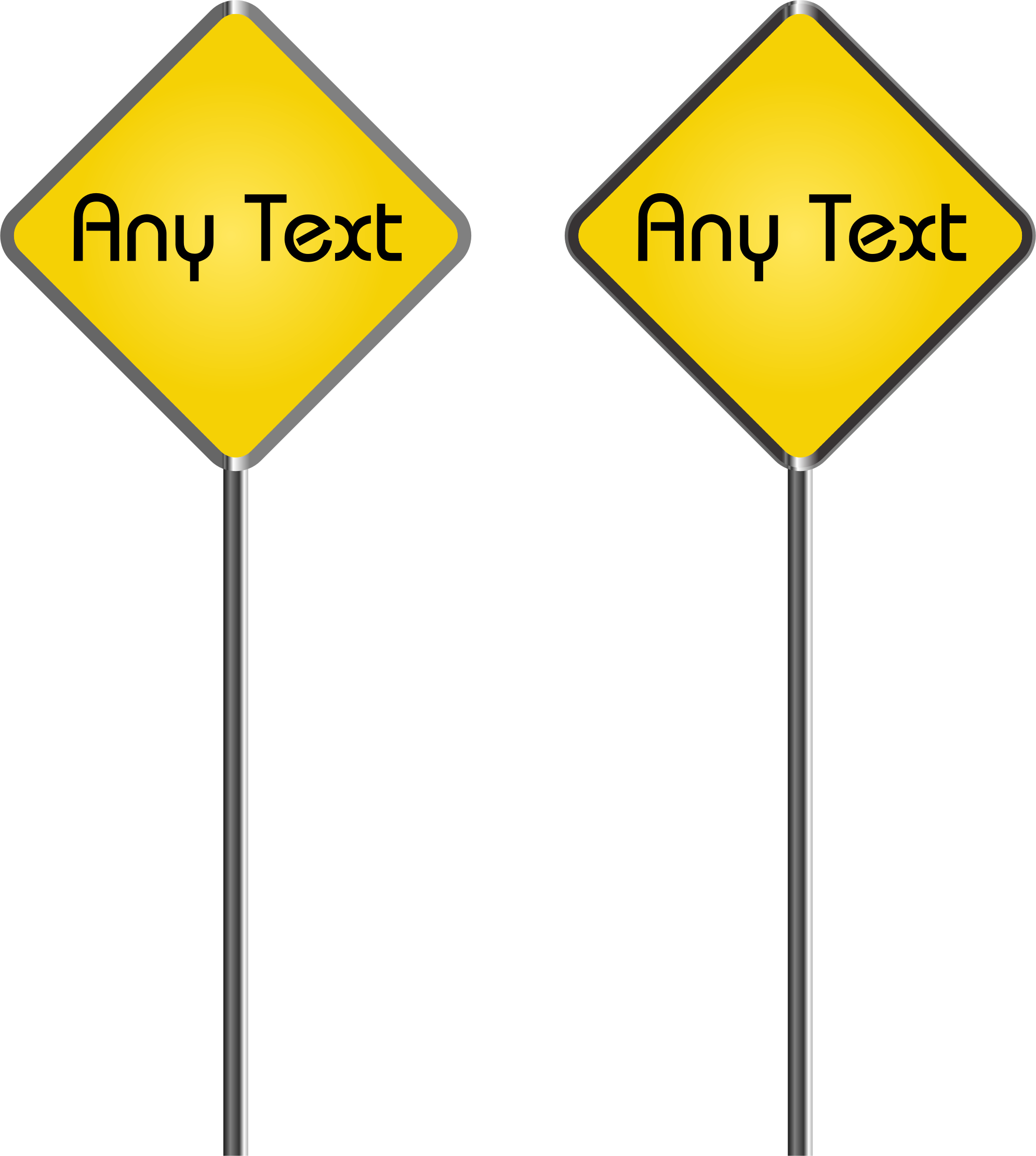 Yellow Diamond Road Signs Blank Text