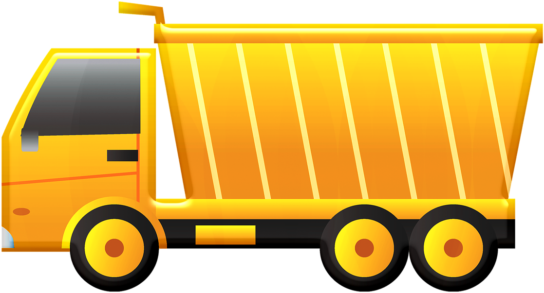 Yellow Dump Truck Vector Illustration