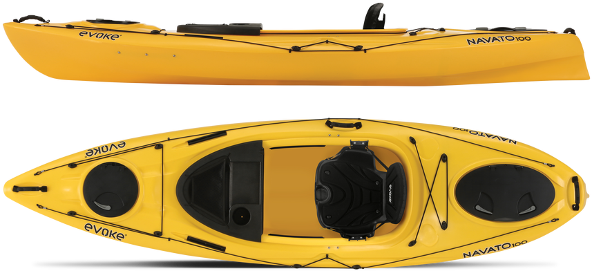 Yellow Evoke Navato100 Kayak PNG with transparent background
