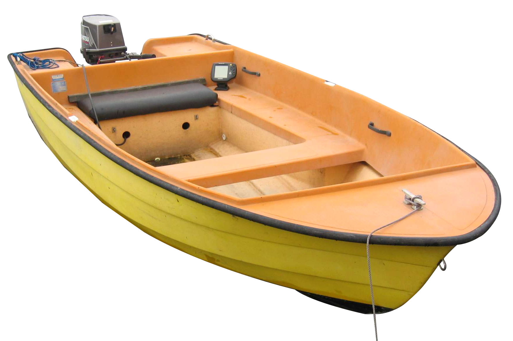 Yellow Fishing Boat With Outboard Motor