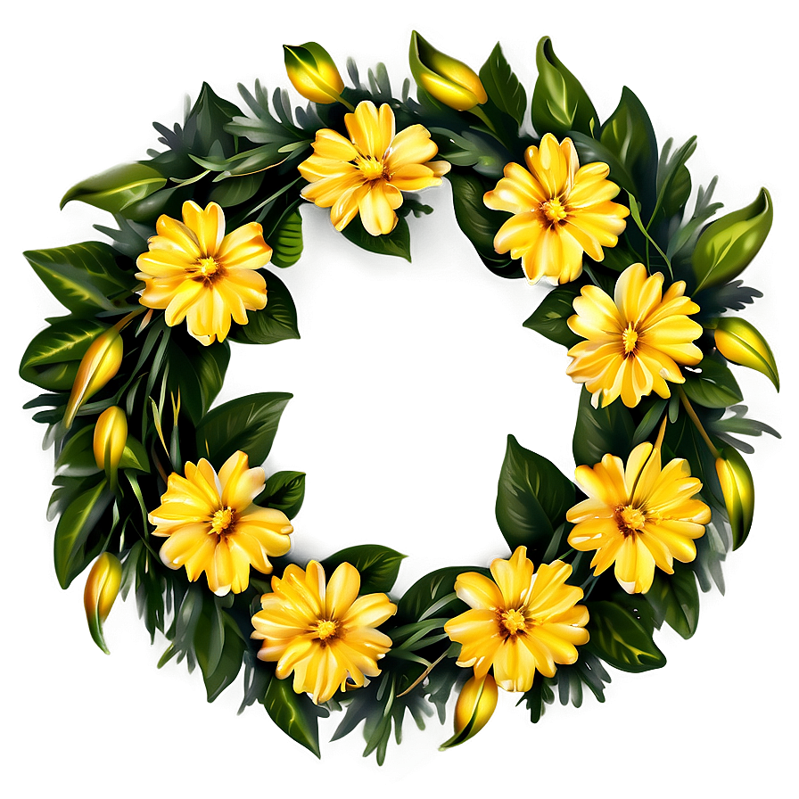 Yellow Flower Wreath Png Dnc16