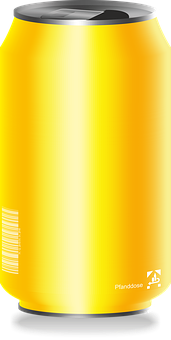 Yellow Gradient Soda Can PNG with transparent background