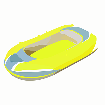 Yellow Inflatable Boat Illustration PNG with transparent background