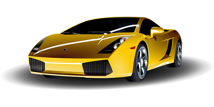 Yellow Lamborghini Sports Car Black Background