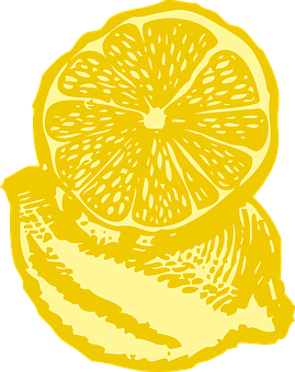Yellow Lemon Slice Illustration PNG with transparent background