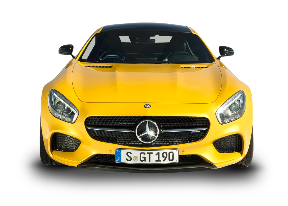 Yellow Mercedes A M G G T Front View