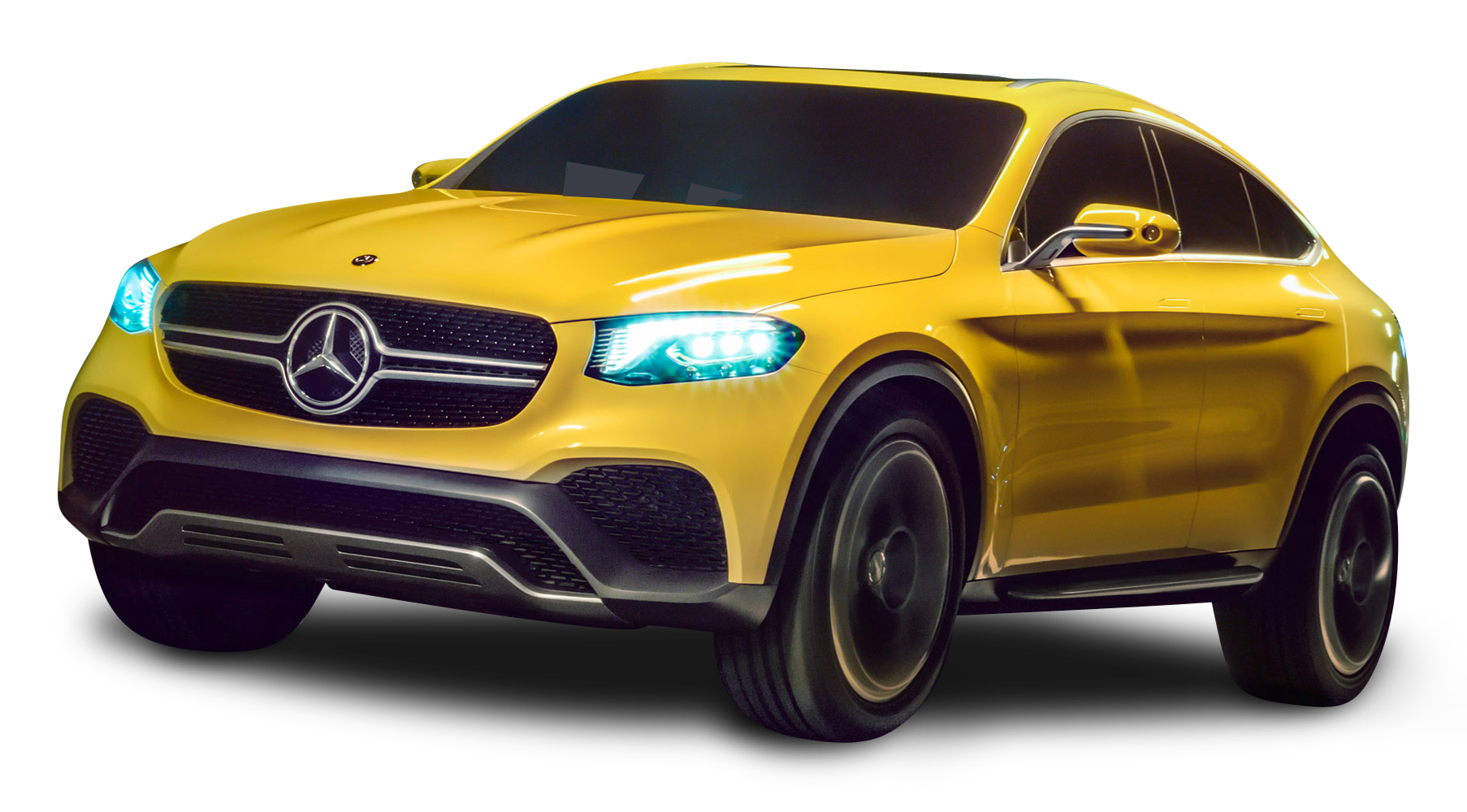 Yellow Mercedes Benz Coupe S U V PNG with transparent background