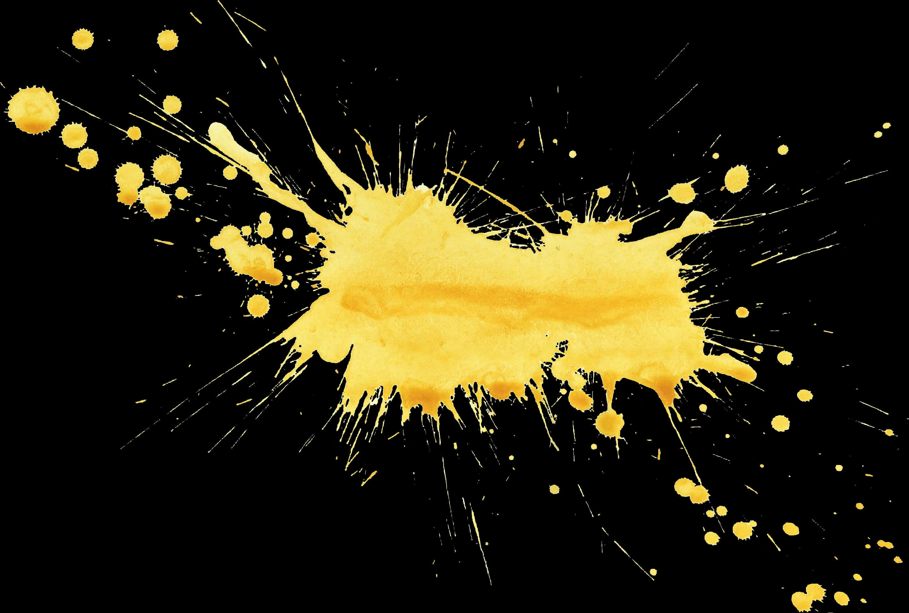 Yellow Paint Splashon Black Background