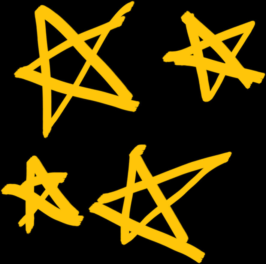 Yellow Pentagramson Black Background