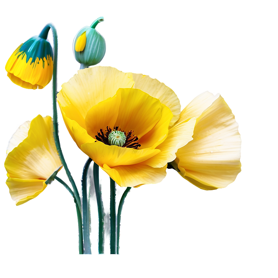 Yellow Poppies Png 06122024