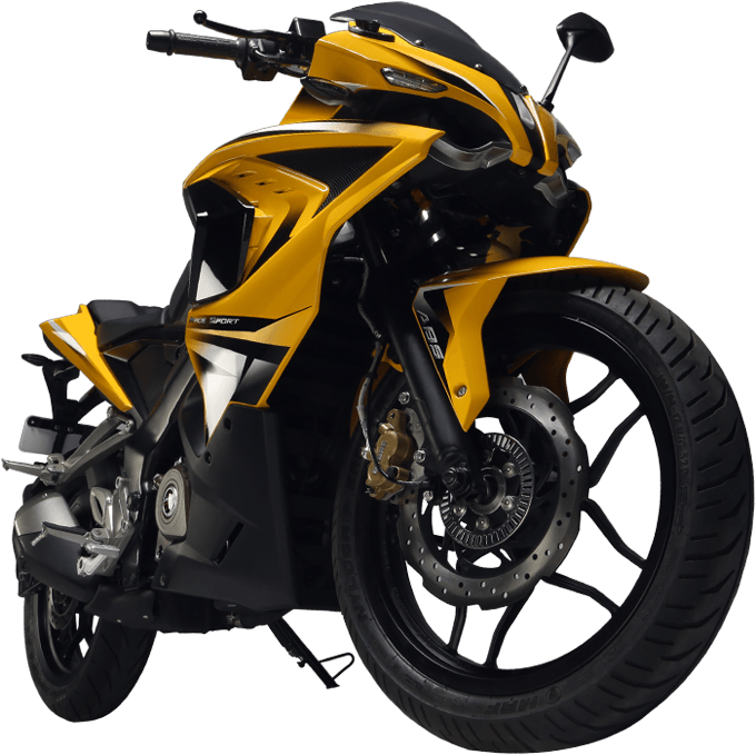 Yellow Pulsar Sport Motorcycle