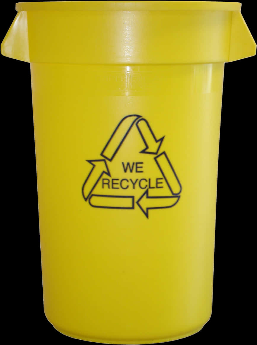 Yellow Recycling Bin We Recycle Symbol PNG with transparent background